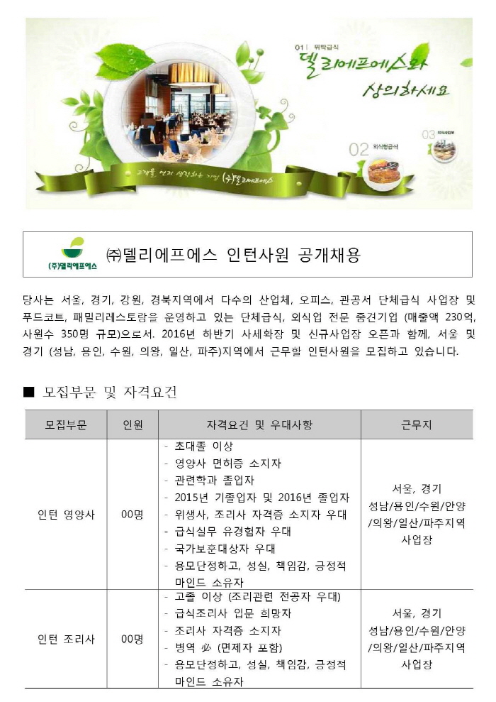 2016 하반기 인턴사원 공개채용 Thumbnail